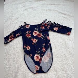 Rue21 Navy Blue Floral Bodysuit